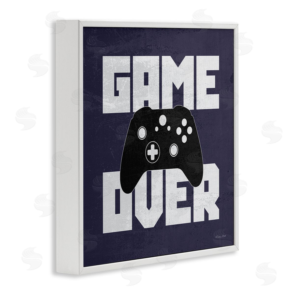 Susan Ball Game Over Blue Controller Phrase White Framed Glicee Wall Art Print