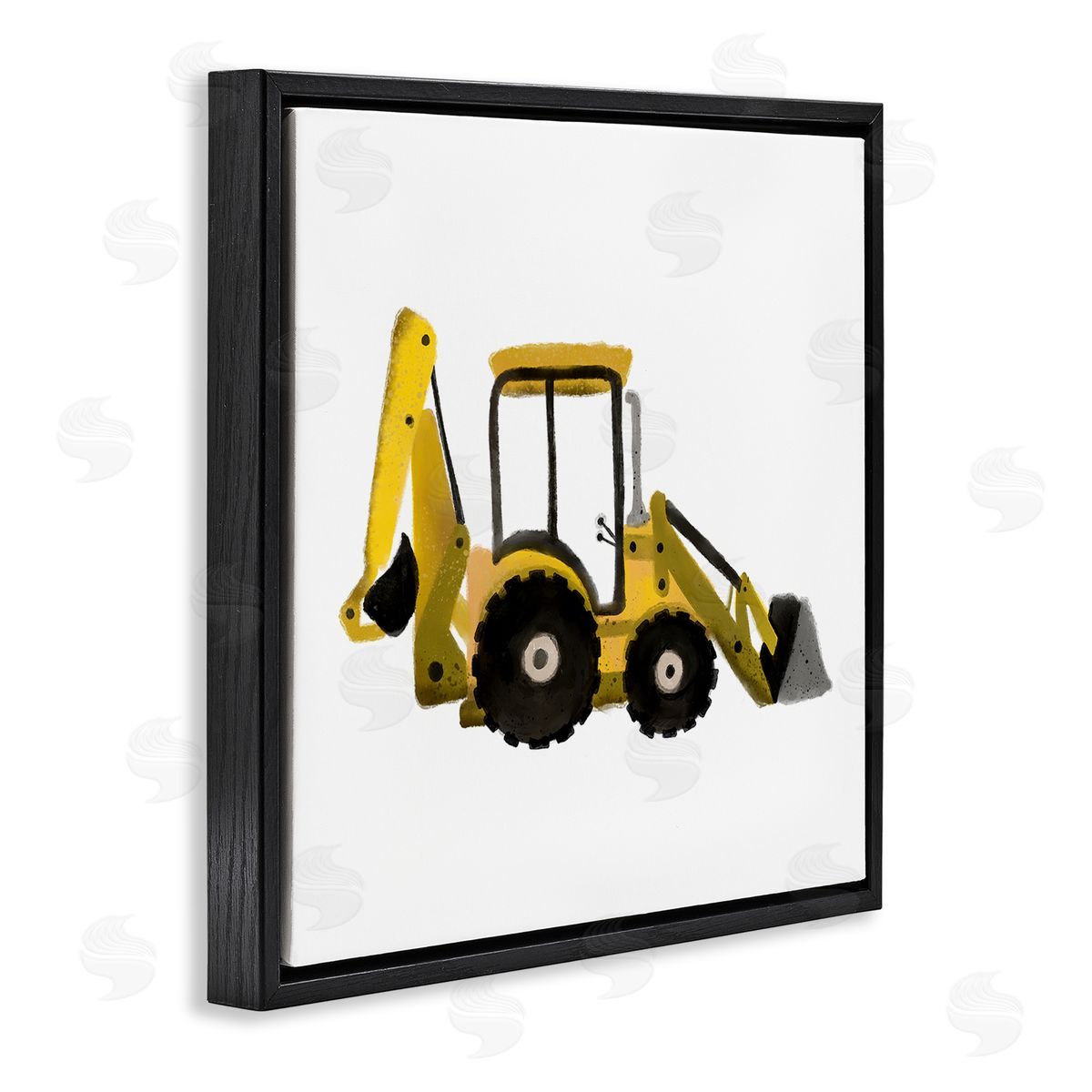 Elizabeth Medley Yellow Bulldozer Construction Vehicle Black Floating Frame Canvas Wall Art Print