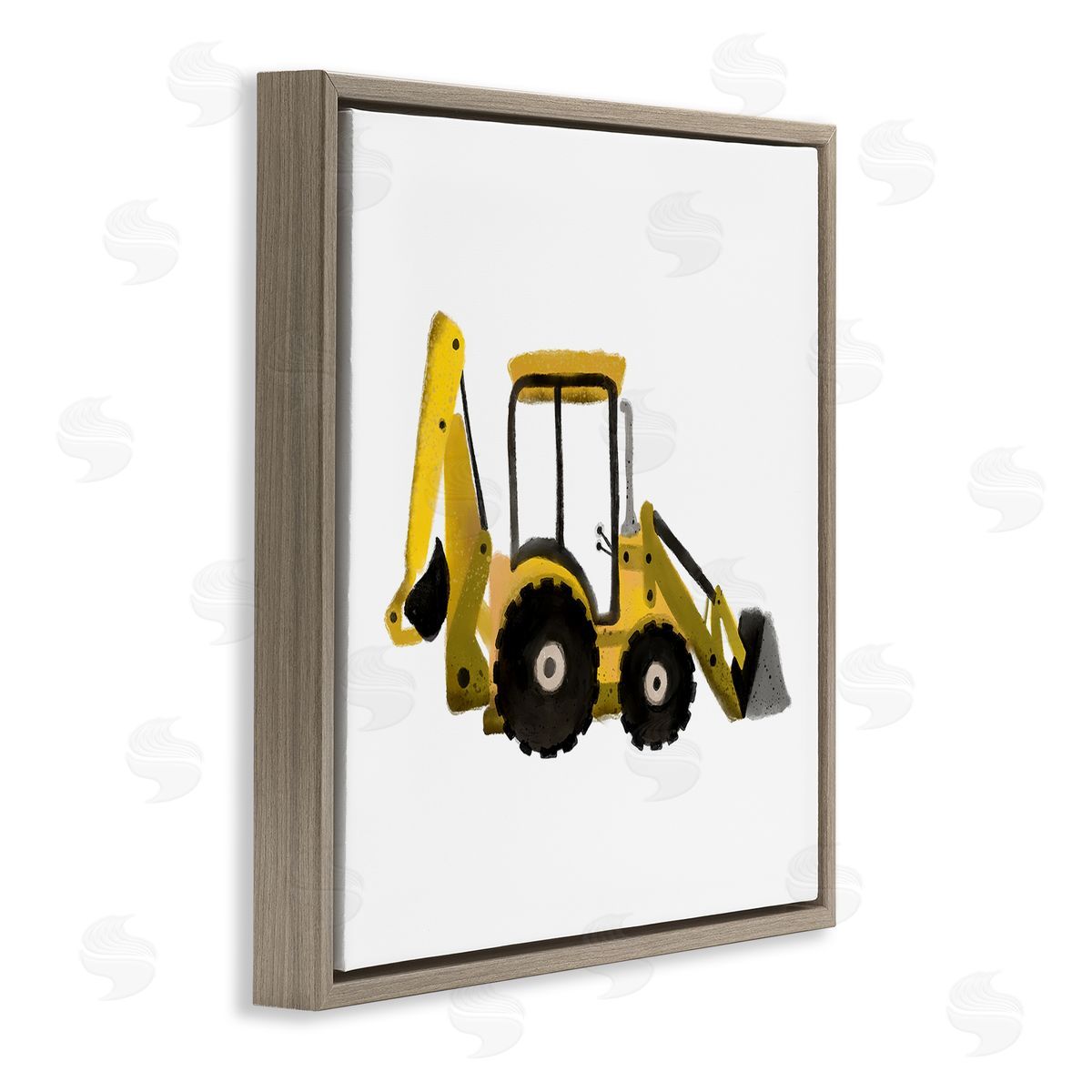 Elizabeth Medley Yellow Bulldozer Construction Vehicle Brown Floating Frame Canvas Wall Art Print
