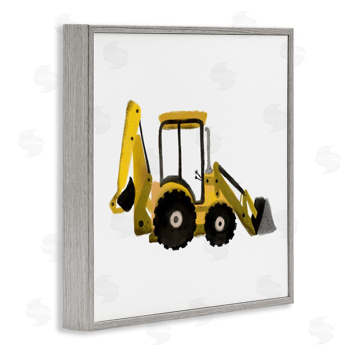 Elizabeth Medley Yellow Bulldozer Construction Vehicle Gray Framed Glicee Wall Art Print