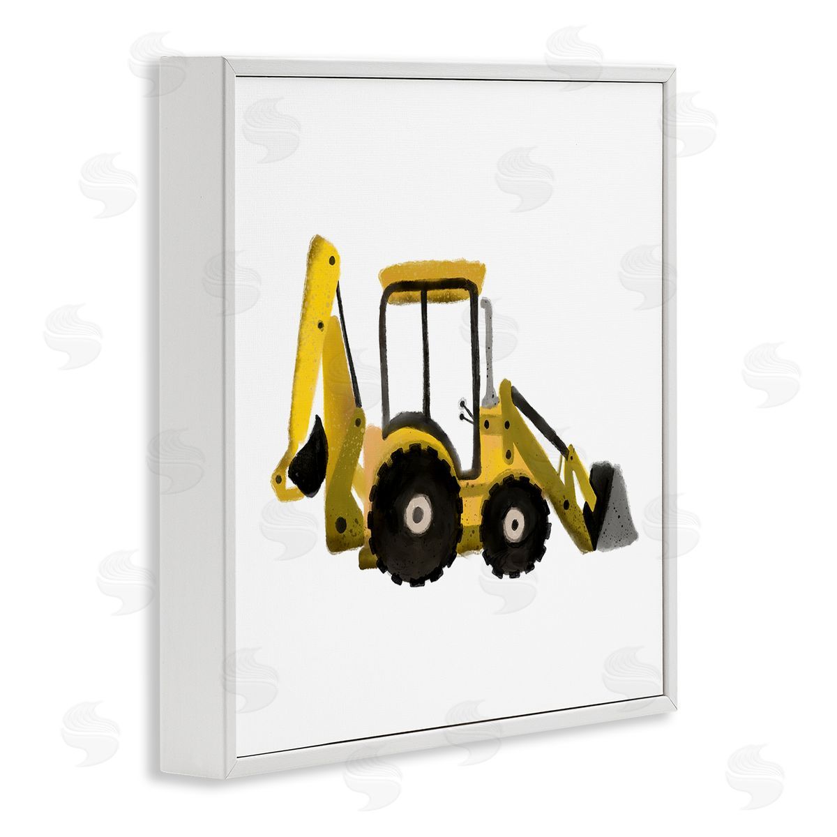 Elizabeth Medley Yellow Bulldozer Construction Vehicle White Framed Glicee Wall Art Print
