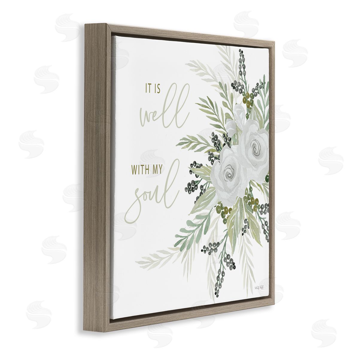 Cindy Jacobs It Is Well With My Soul White Roses Brown Floating Frame Canvas Wall Art Print