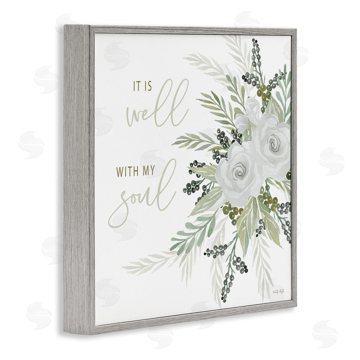 Cindy Jacobs It Is Well With My Soul White Roses Gray Framed Glicee Wall Art Print