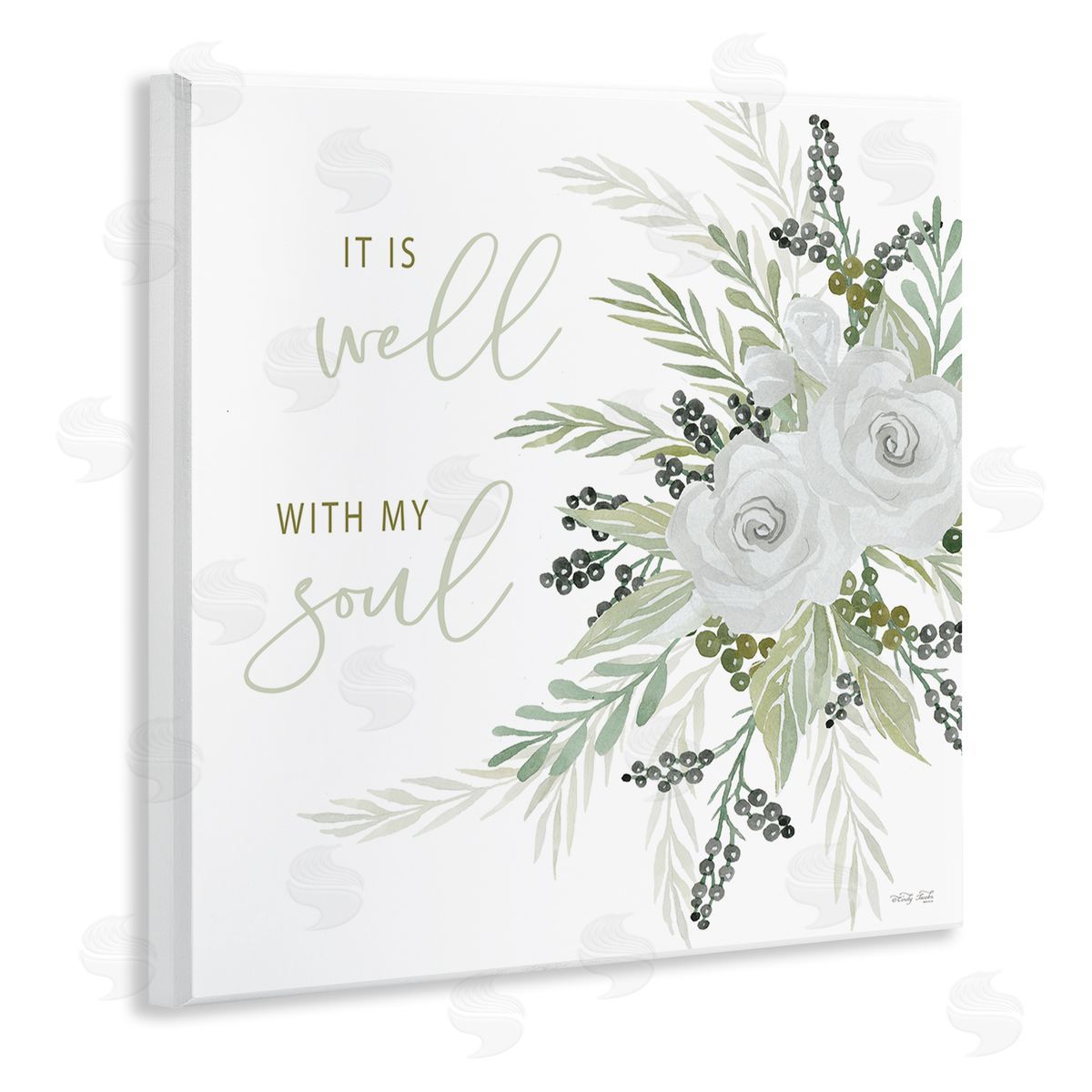 Cindy Jacobs It Is Well With My Soul White Roses Wooden Wall Plaque Art Print