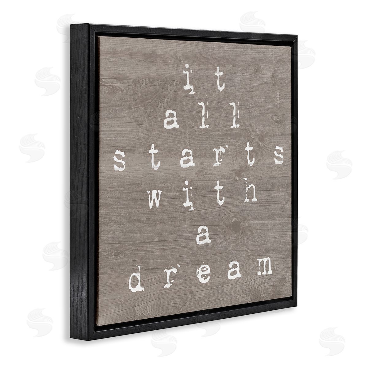 Stupell Studio It All Starts With A Dream Rustic Black Floating Frame Canvas Wall Art Print