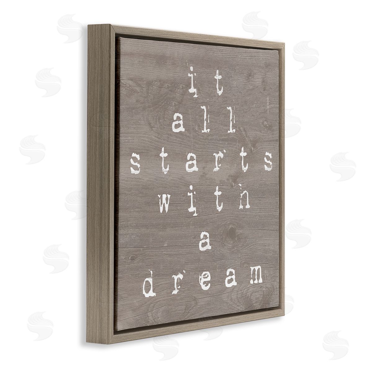 Stupell Studio It All Starts With A Dream Rustic Brown Floating Frame Canvas Wall Art Print