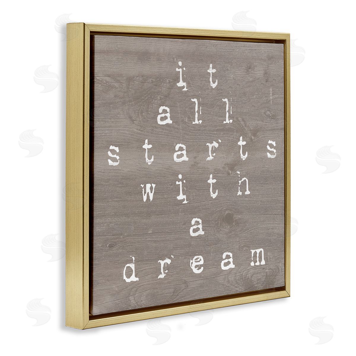 Stupell Studio It All Starts With A Dream Rustic Gold Floating Frame Canvas Wall Art Print