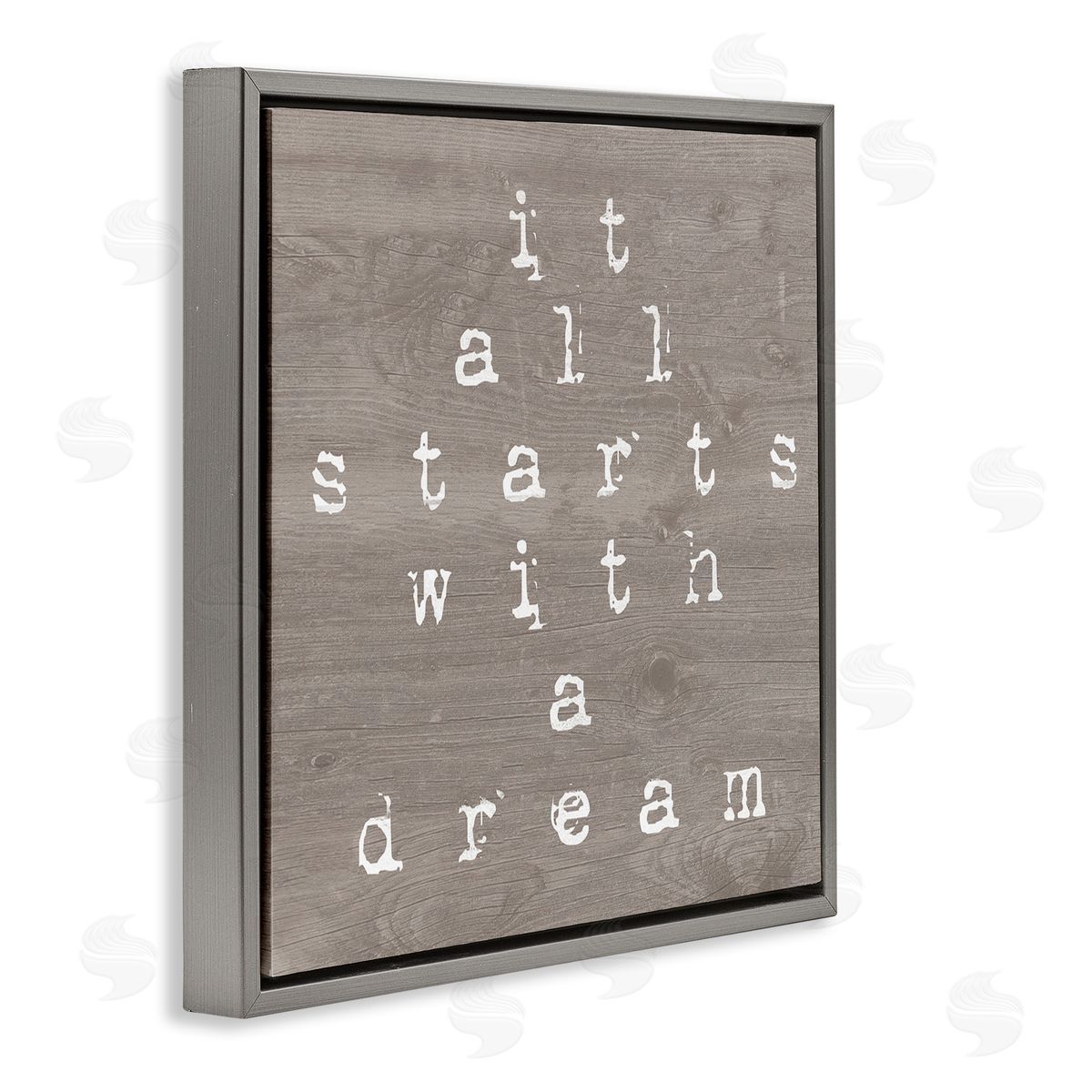 Stupell Studio It All Starts With A Dream Rustic Gray Floating Frame Canvas Wall Art Print