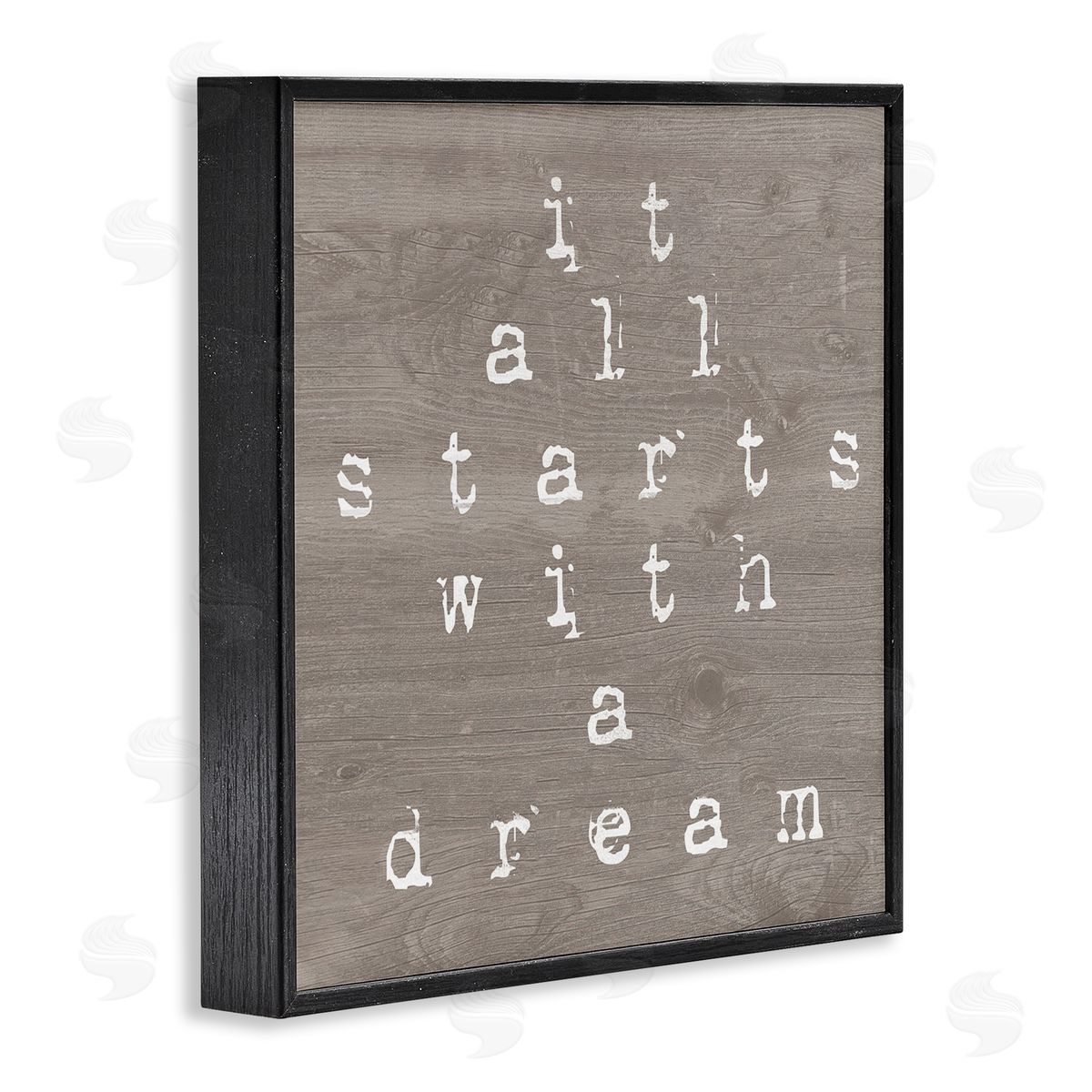 Stupell Studio It All Starts With A Dream Rustic Black Framed Glicee Wall Art Print