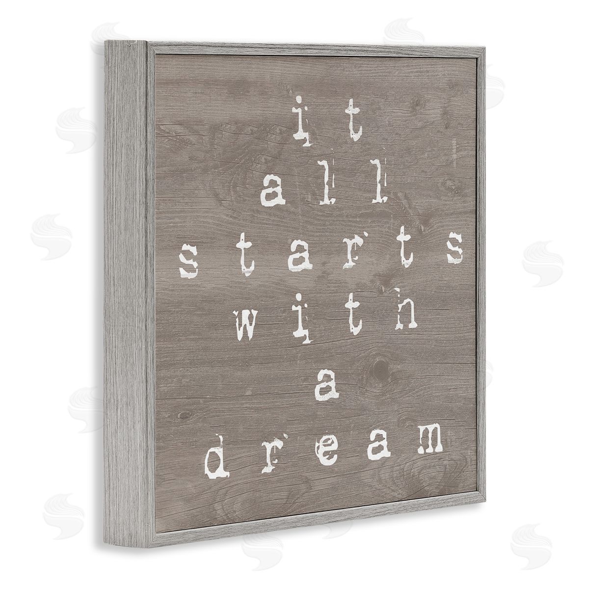 Stupell Studio It All Starts With A Dream Rustic Gray Framed Glicee Wall Art Print
