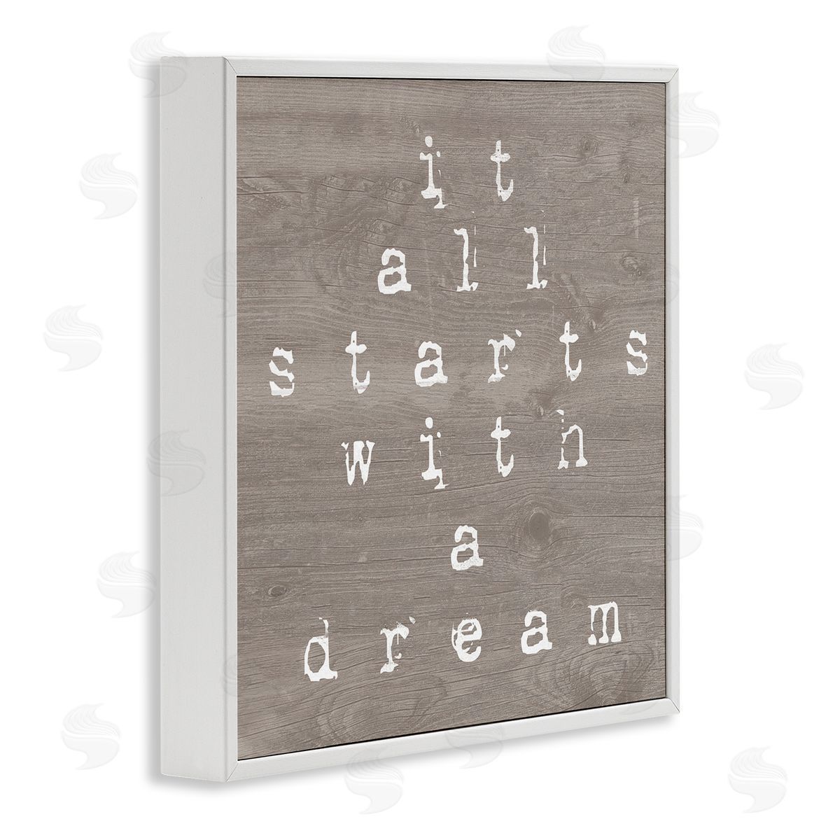 Stupell Studio It All Starts With A Dream Rustic White Framed Glicee Wall Art Print