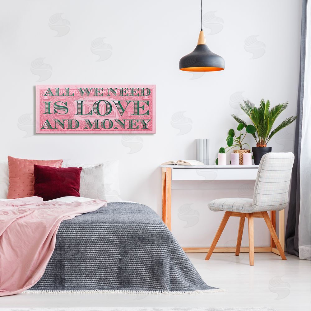 Stupell Studio All We Need Love & Money Pink Dollar