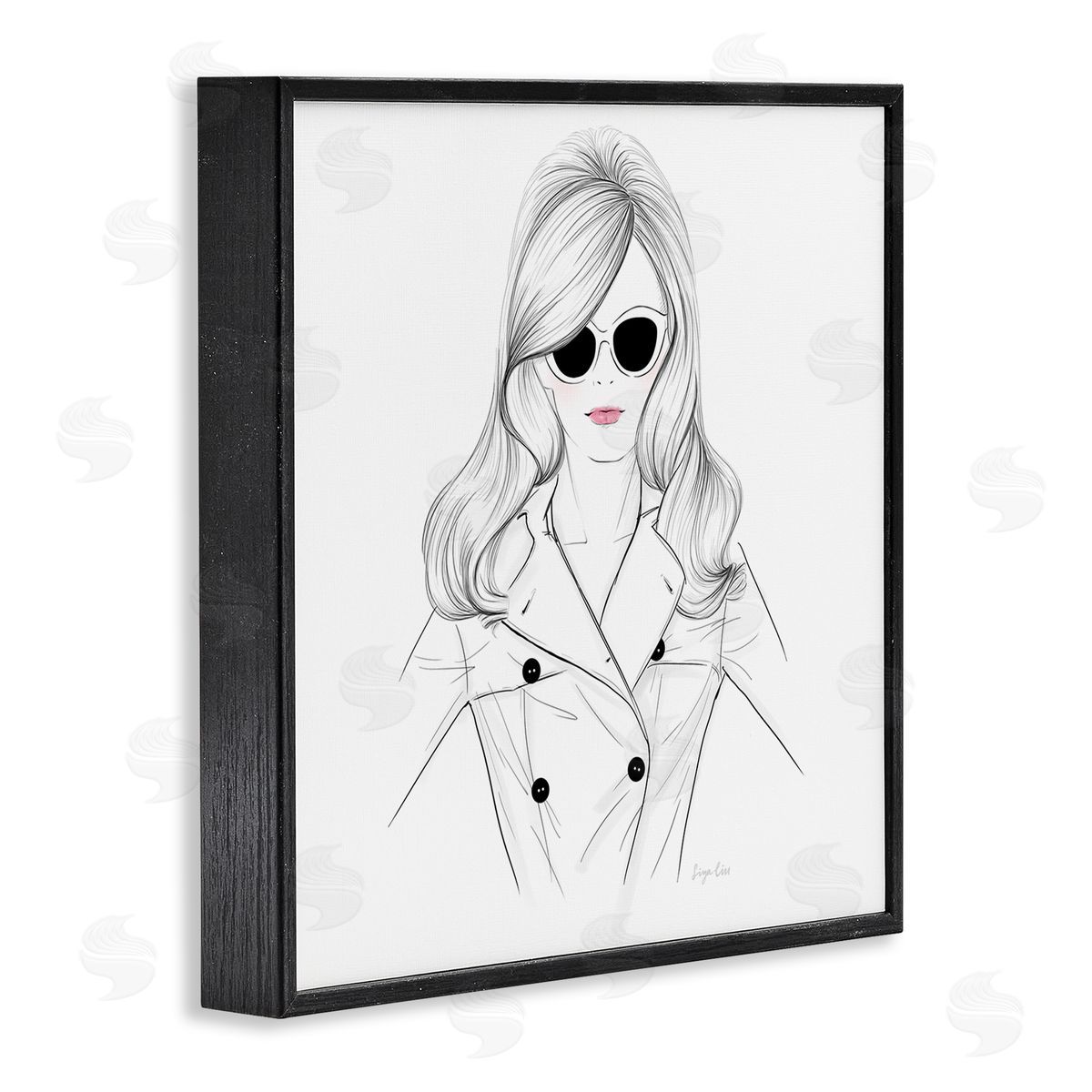 Siya Liu Fashionable Woman Sunglasses Glam Black Framed Glicee Wall Art Print
