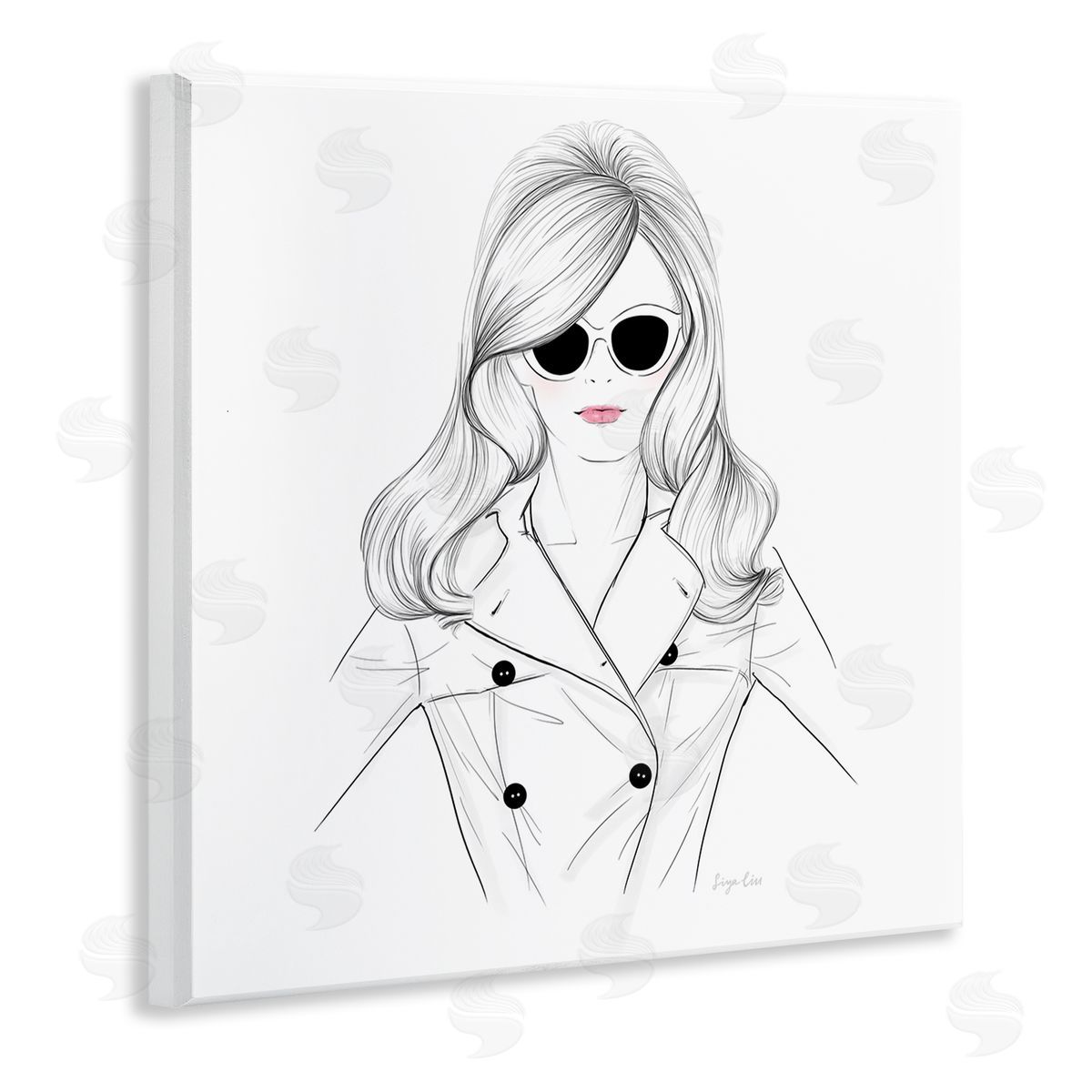 Siya Liu Fashionable Woman Sunglasses Glam Wooden Wall Plaque Art Print