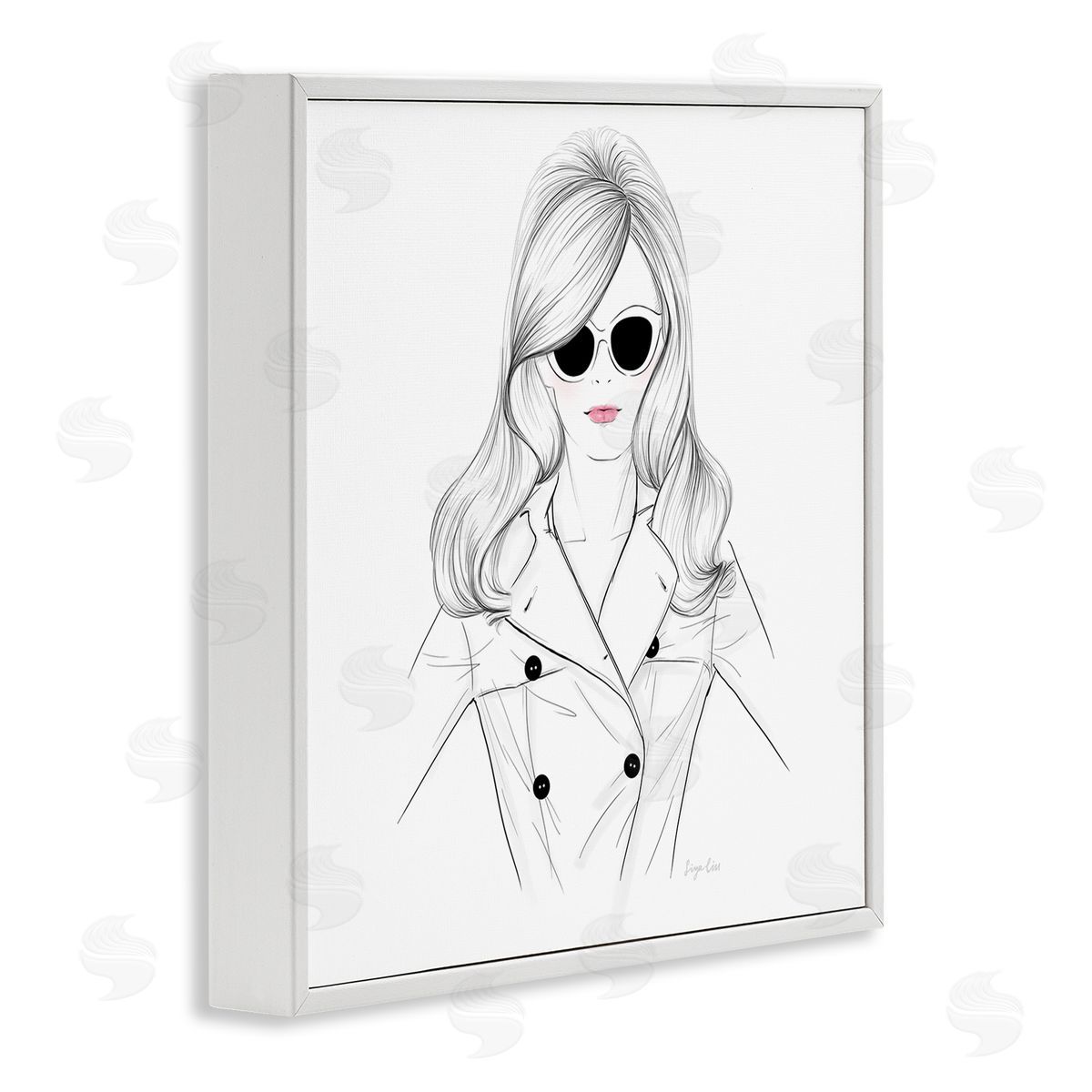 Siya Liu Fashionable Woman Sunglasses Glam White Framed Glicee Wall Art Print