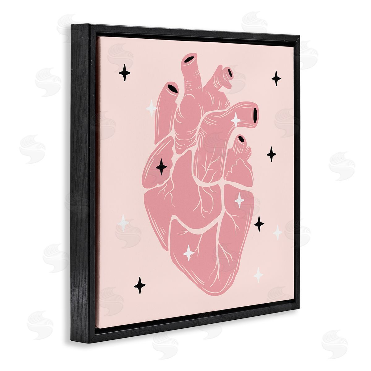 Ziwei Li Pink Goth Anatomical Heart Black Floating Frame Canvas Wall Art Print