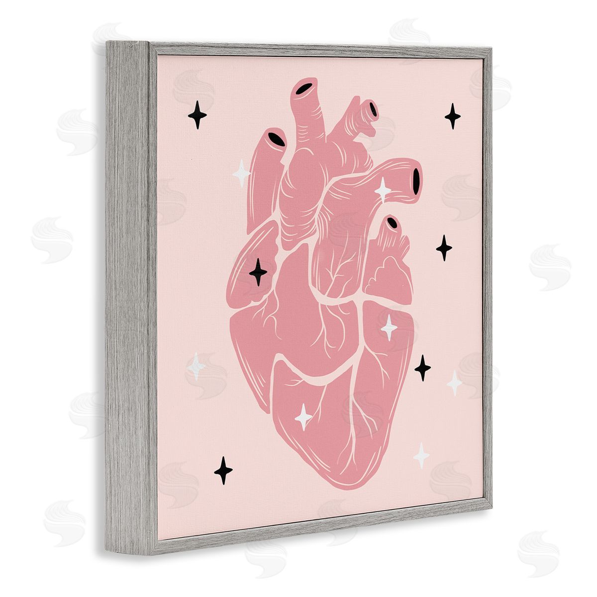 Ziwei Li Pink Goth Anatomical Heart Gray Framed Glicee Wall Art Print