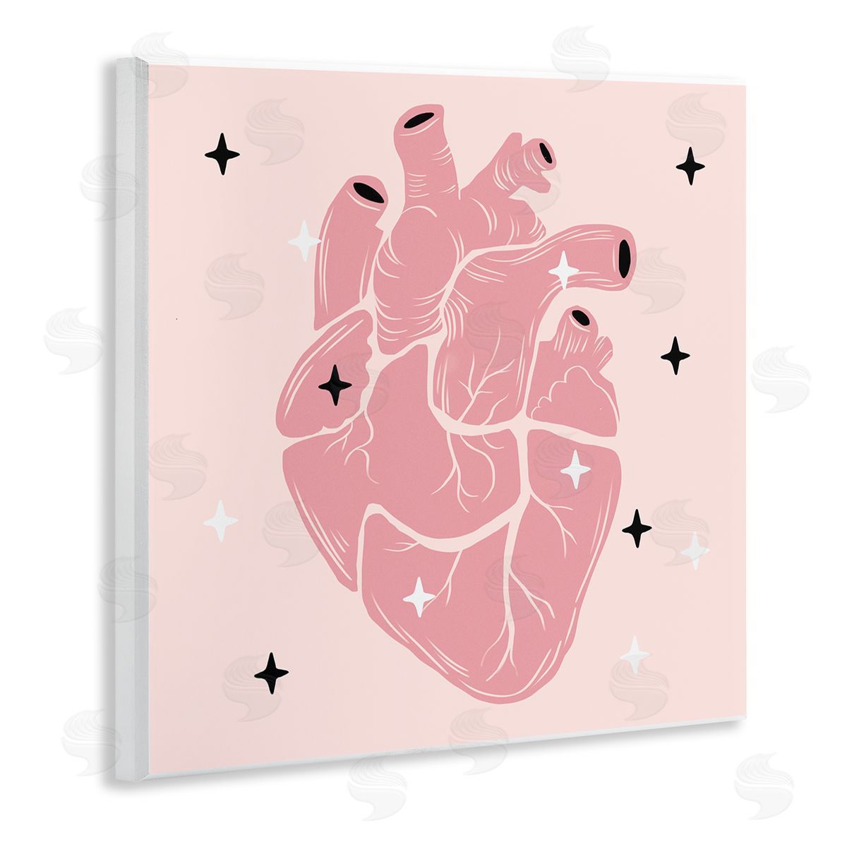 Ziwei Li Pink Goth Anatomical Heart Wooden Wall Plaque Art Print