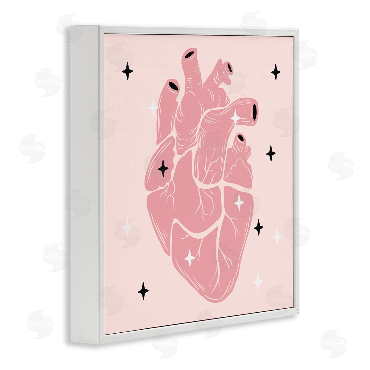 Ziwei Li Pink Goth Anatomical Heart White Framed Glicee Wall Art Print