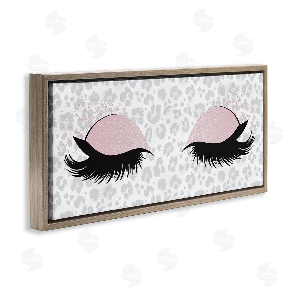 Glam Makeup Leopard Pattern Brown Floating Frame Canvas Wall Art, Home Decor by Kim Allen