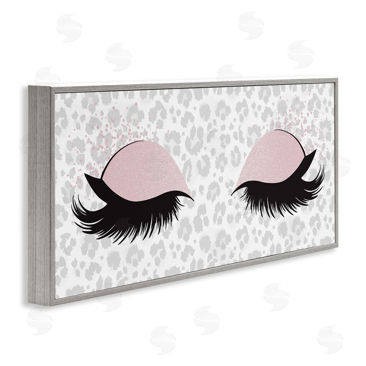 Glam Makeup Leopard Pattern Grey Frame Print Wall Art, Home Decor by Kim Allen
