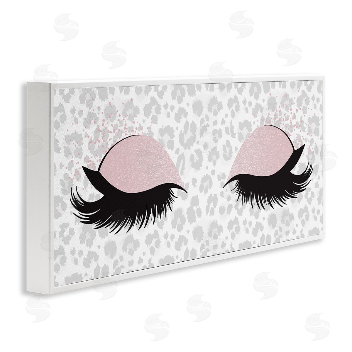 Glam Makeup Leopard Pattern White Frame Print Wall Art, Home Decor by Kim Allen