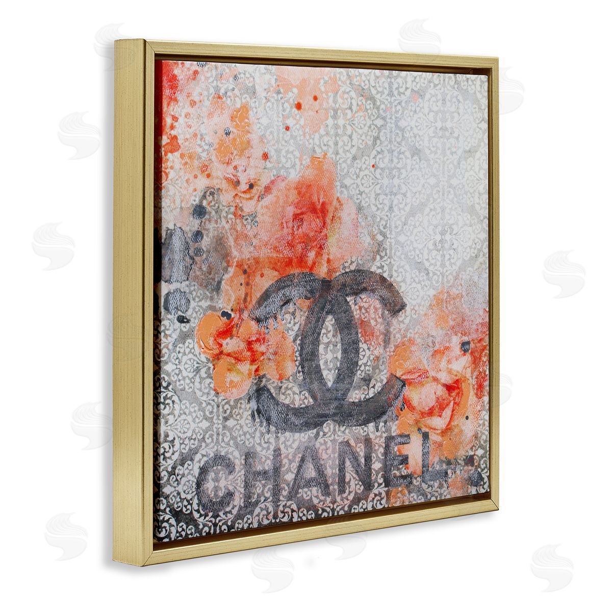 Irena Orlov Patterned Floral Fashion Brand Collage Gold Floating Frame Canvas Wall Art Print