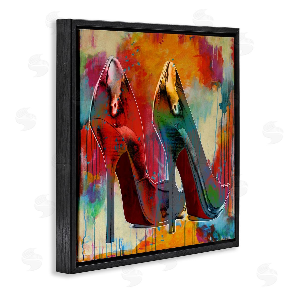 Sarah McGuire Urban Style Glam Heels Black Floating Frame Canvas Wall Art Print