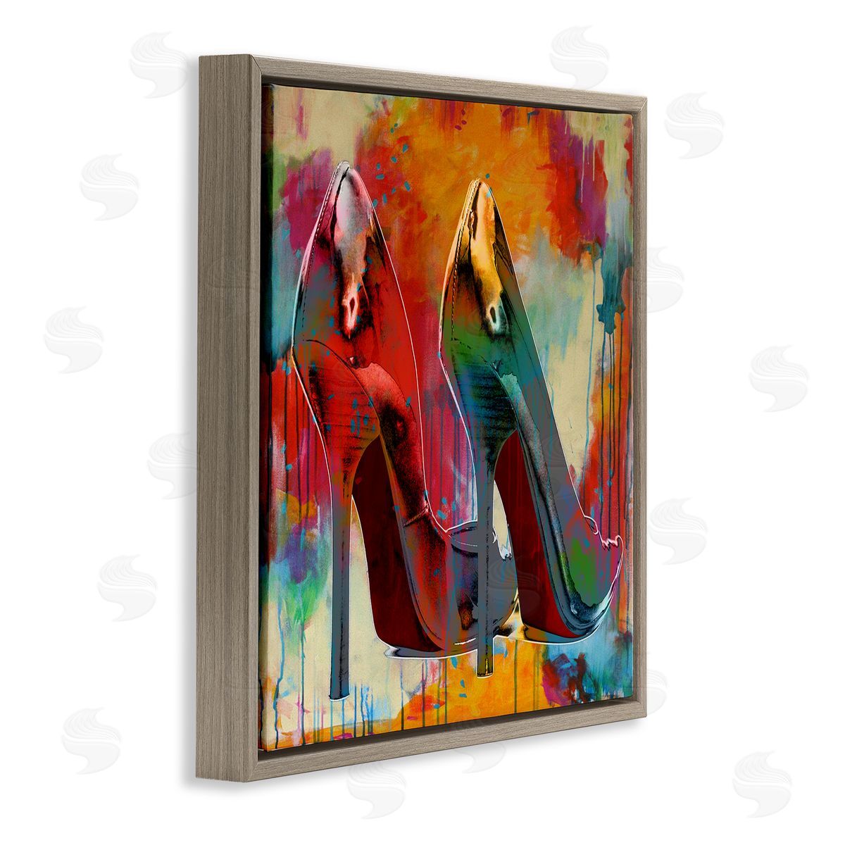 Sarah McGuire Urban Style Glam Heels Brown Floating Frame Canvas Wall Art Print