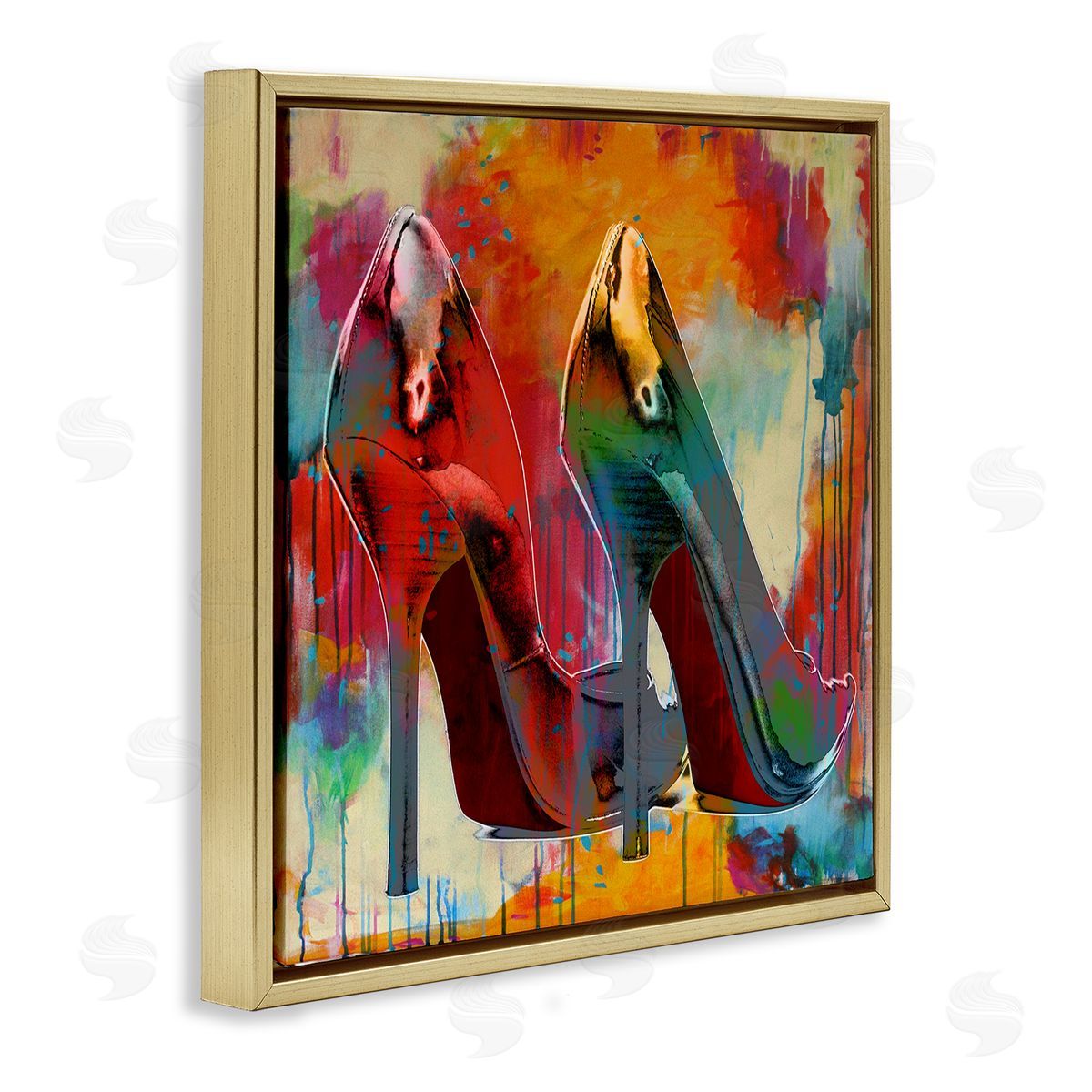 Sarah McGuire Urban Style Glam Heels Gold Floating Frame Canvas Wall Art Print