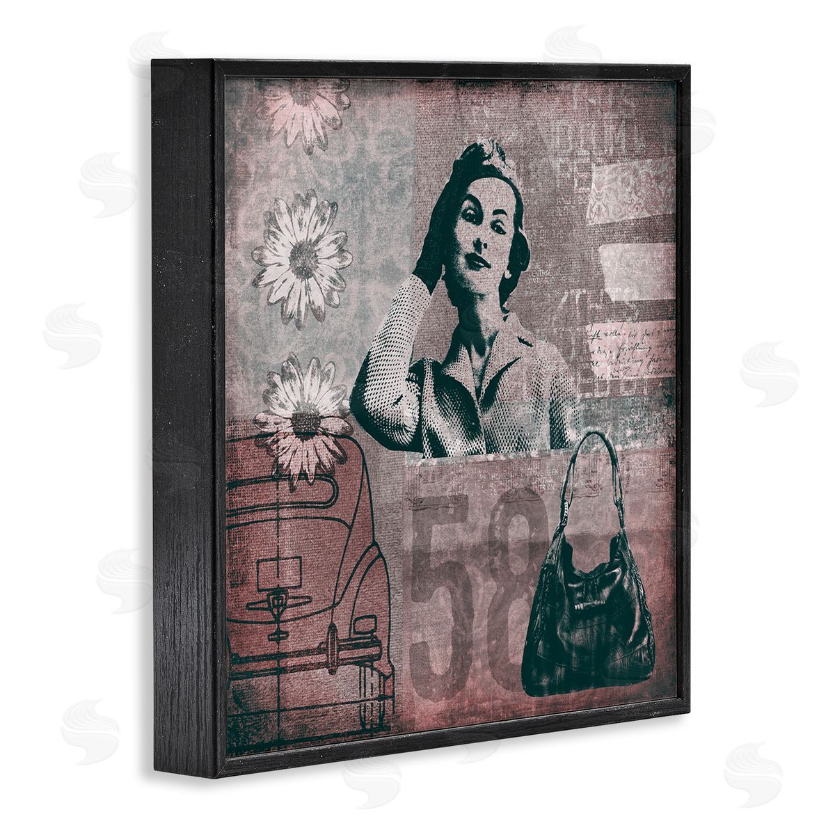 Andrea Haase Vintage Fashion Woman Collage Black Framed Glicee Wall Art Print