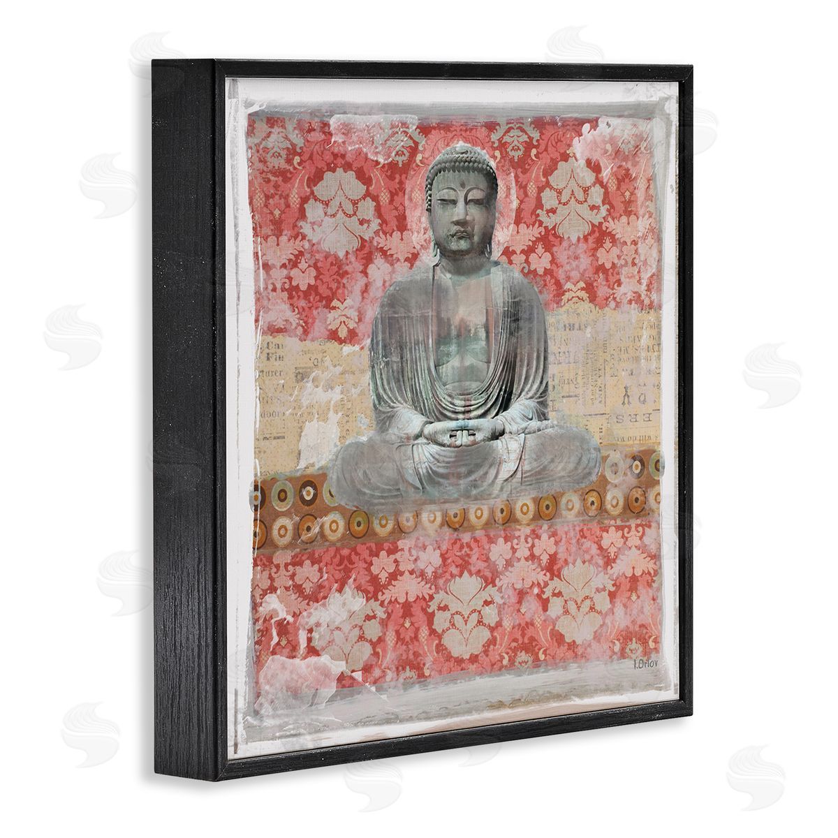 Irena Orlov Spiritual Patterned Buddha Collage Black Framed Glicee Wall Art Print
