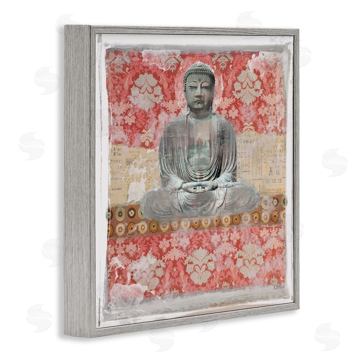 Irena Orlov Spiritual Patterned Buddha Collage Gray Framed Glicee Wall Art Print