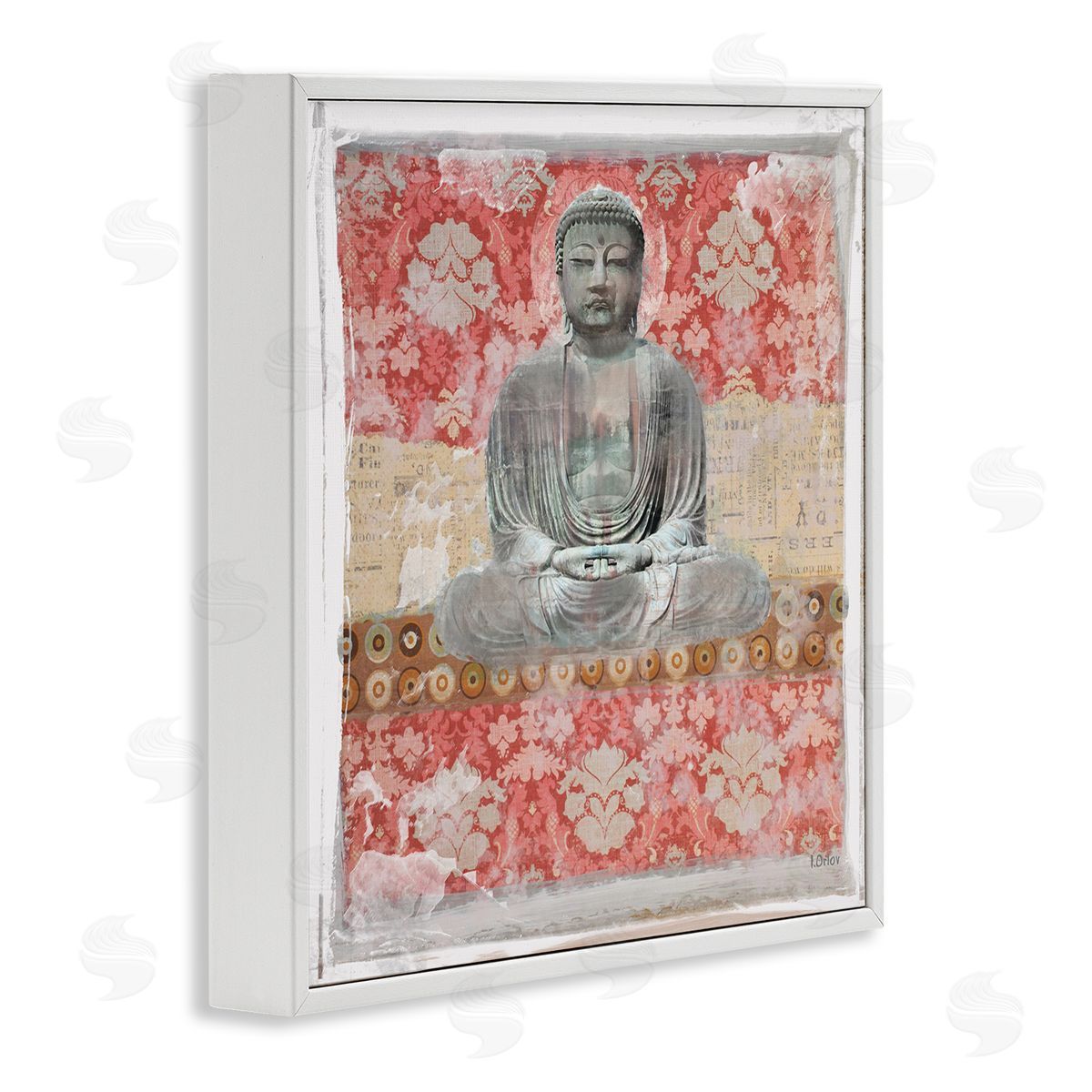 Irena Orlov Spiritual Patterned Buddha Collage White Framed Glicee Wall Art Print