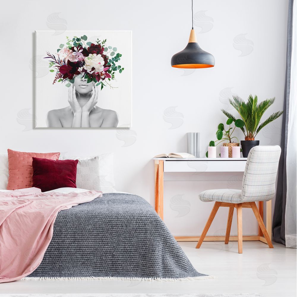 Irena Orlov Modern Floral Arrangement Woman Canvas Wall Art in Room