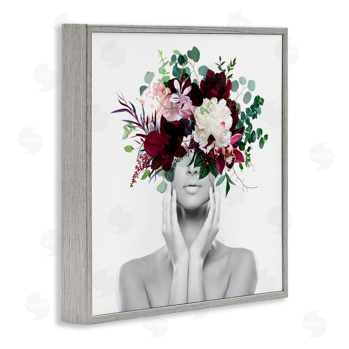 Irena Orlov Modern Floral Arrangement Woman Gray Framed Glicee Wall Art Print