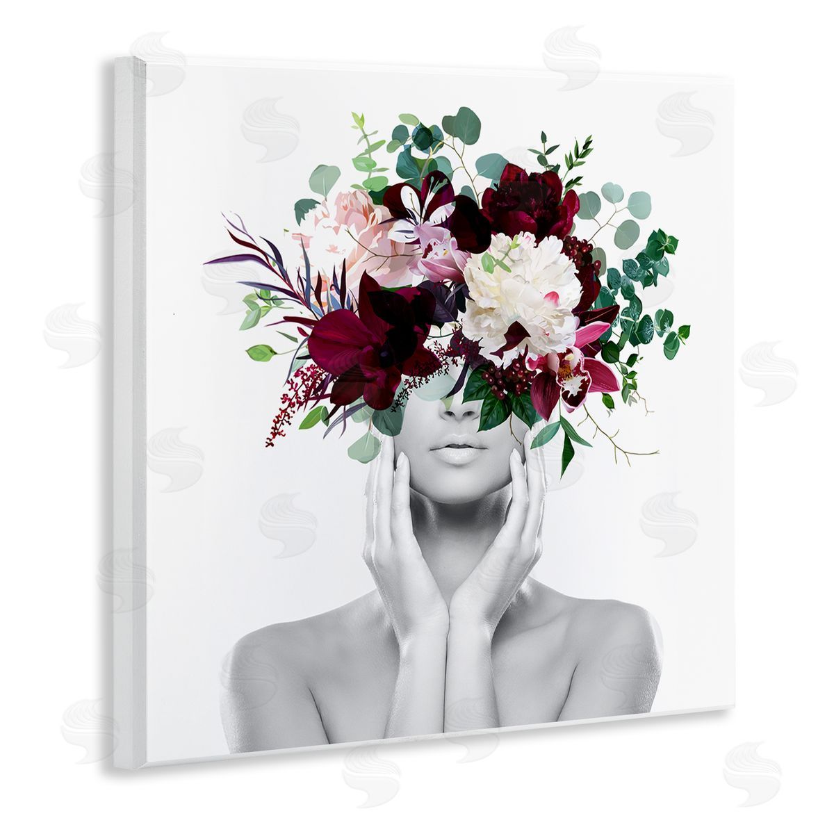 Irena Orlov Modern Floral Arrangement Woman Wooden Wall Plaque Art Print