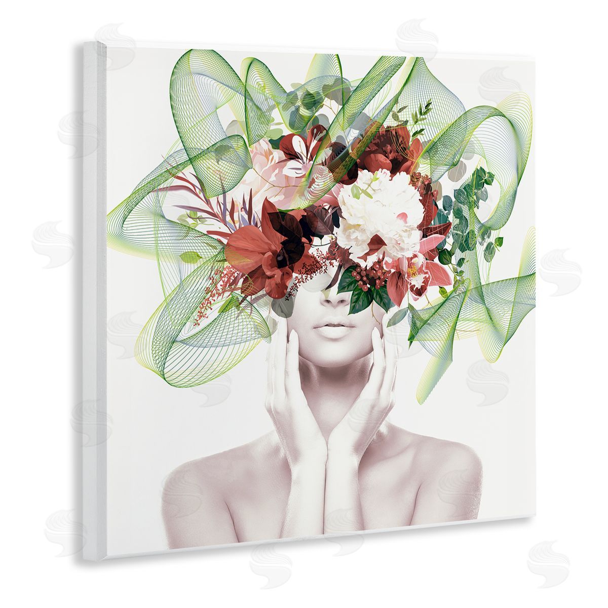 Irena Orlov Conceptual Flower Face Woman Wooden Wall Plaque Art Print