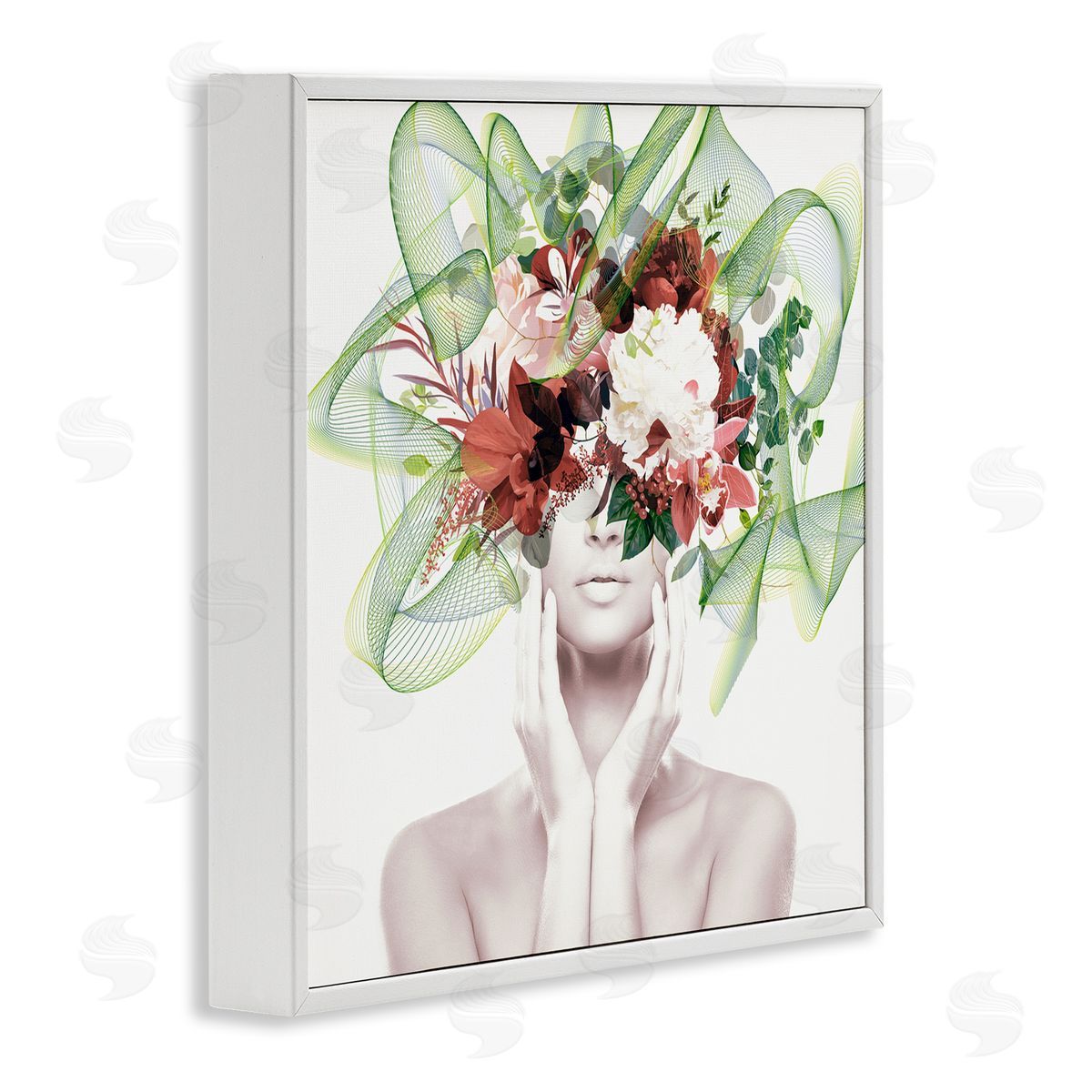 Irena Orlov Conceptual Flower Face Woman White Framed Glicee Wall Art Print