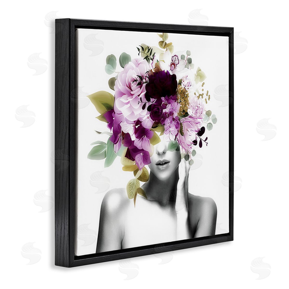 Irena Orlov Woman Purple Blossoms Arrangement Black Floating Frame Canvas Wall Art Print