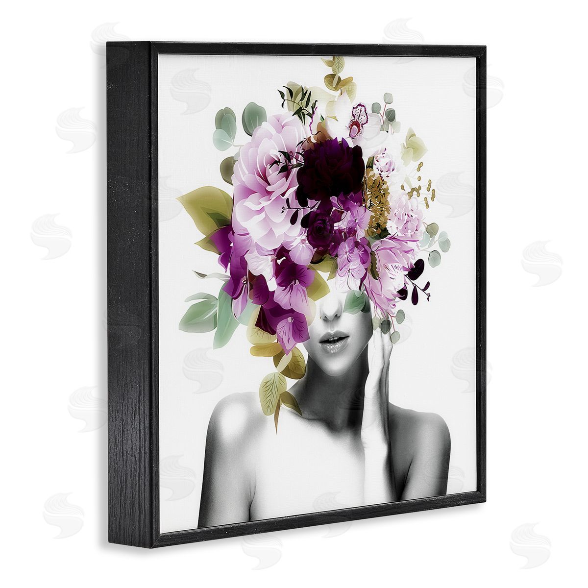 Irena Orlov Woman Purple Blossoms Arrangement Black Framed Glicee Wall Art Print