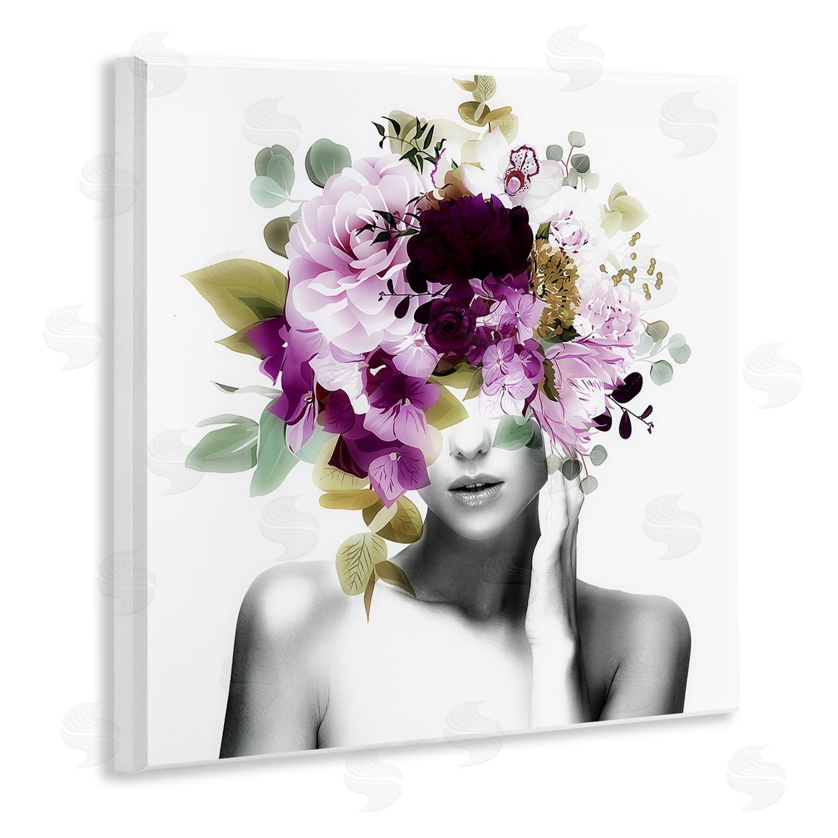 Irena Orlov Woman Purple Blossoms Arrangement Wooden Wall Plaque Art Print