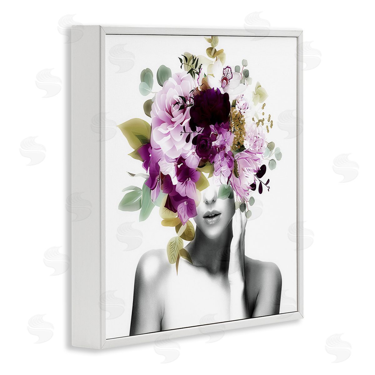 Irena Orlov Woman Purple Blossoms Arrangement White Framed Glicee Wall Art Print