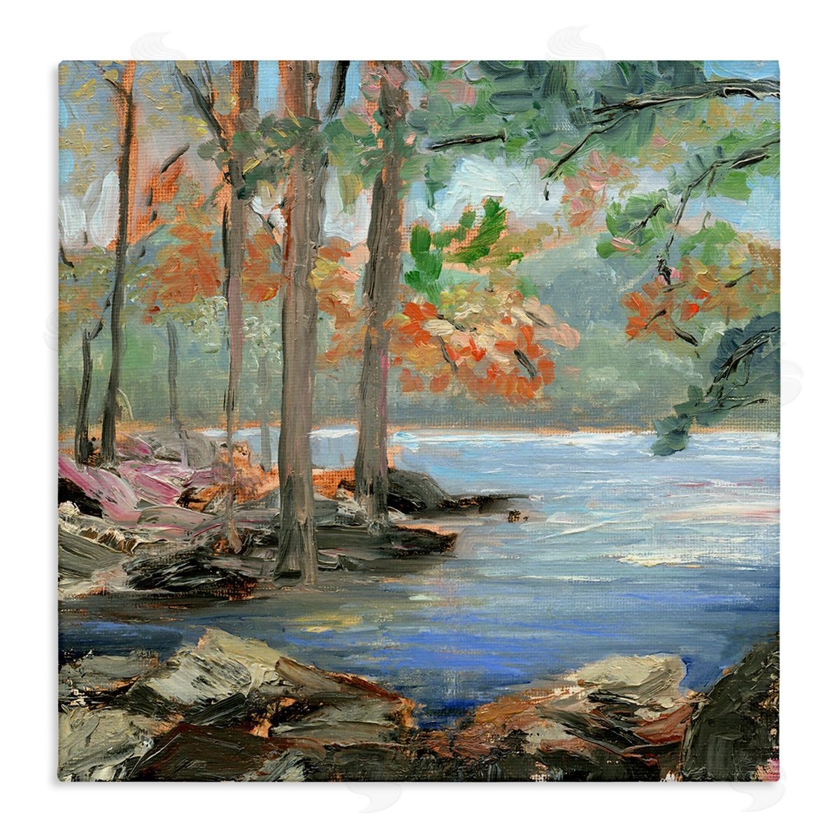 Woodland Creek Looming Trees Canvas Wall Art, Home Decor by Sandra Iafrate