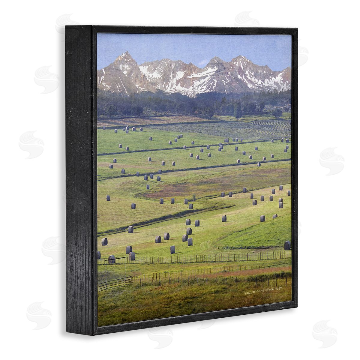 Chris Vest Rural Hay Bales Farm Pasture Black Framed Glicee Wall Art Print