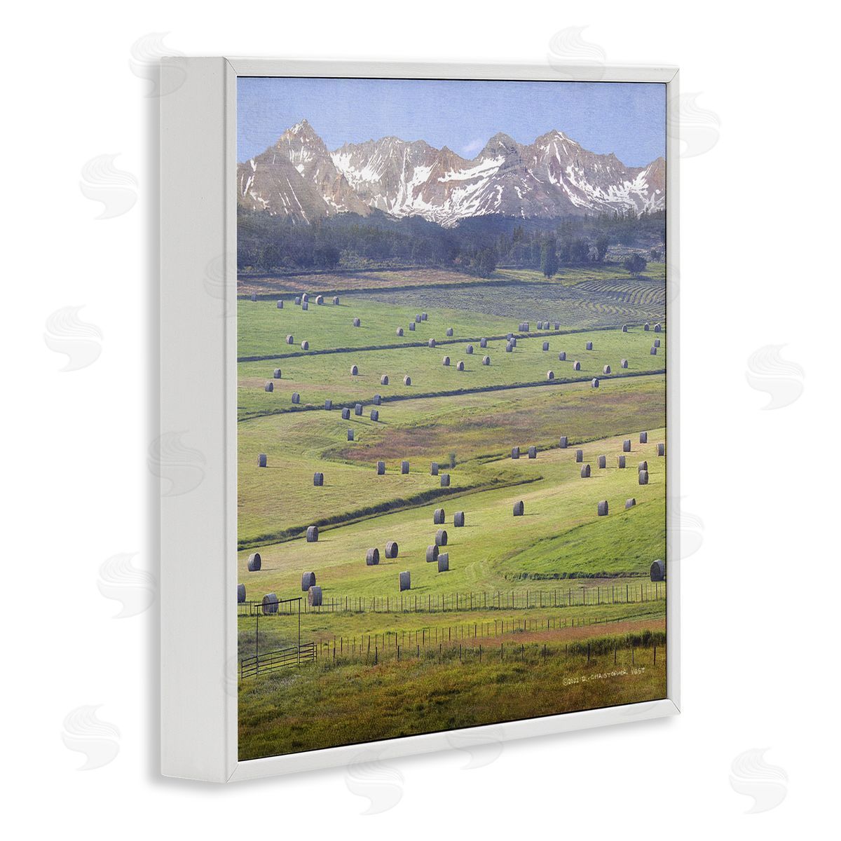 Chris Vest Rural Hay Bales Farm Pasture White Framed Glicee Wall Art Print