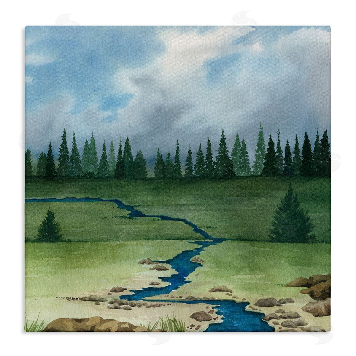Grace Popp Rural Stream Flowing Countryside Stretched Canvas Wall Art Print