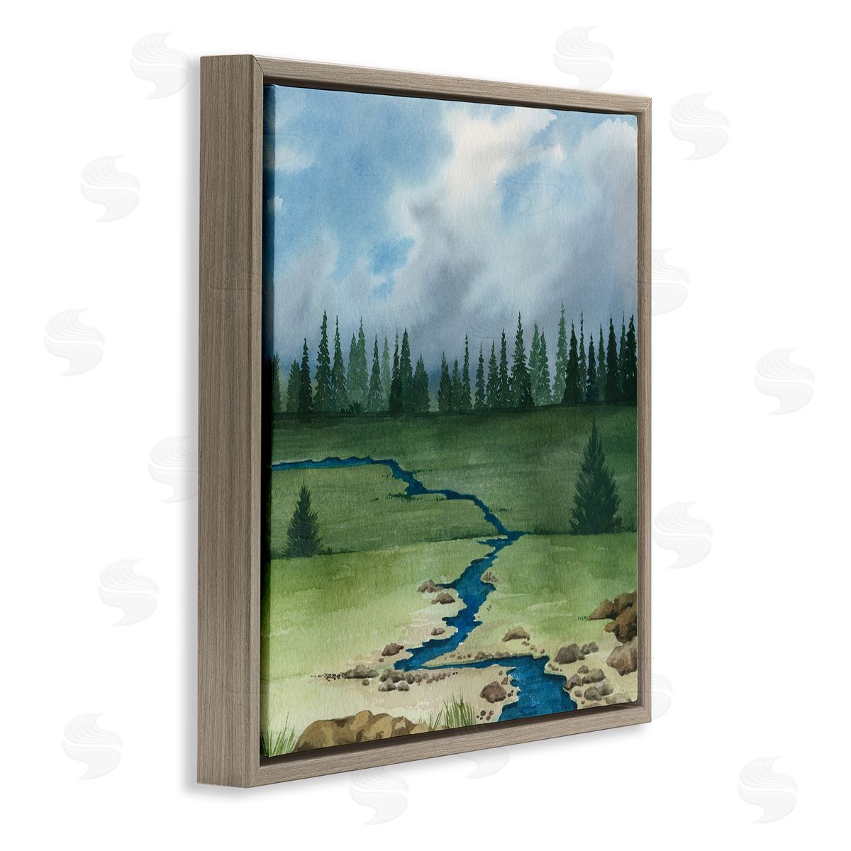 Grace Popp Rural Stream Flowing Countryside Brown Floating Frame Canvas Wall Art Print