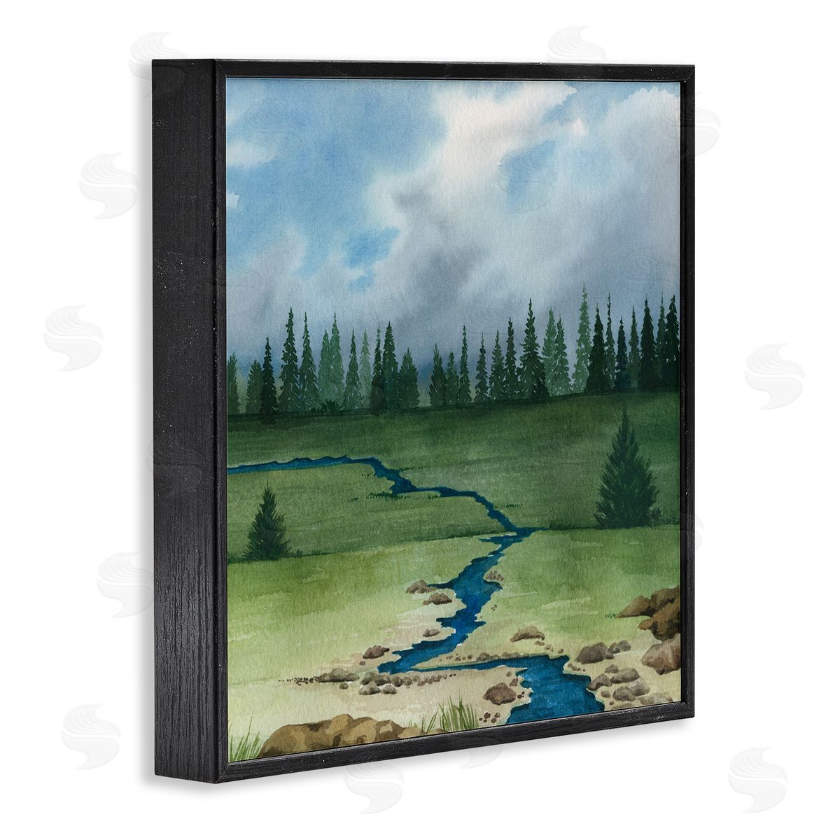 Grace Popp Rural Stream Flowing Countryside Black Framed Glicee Wall Art Print