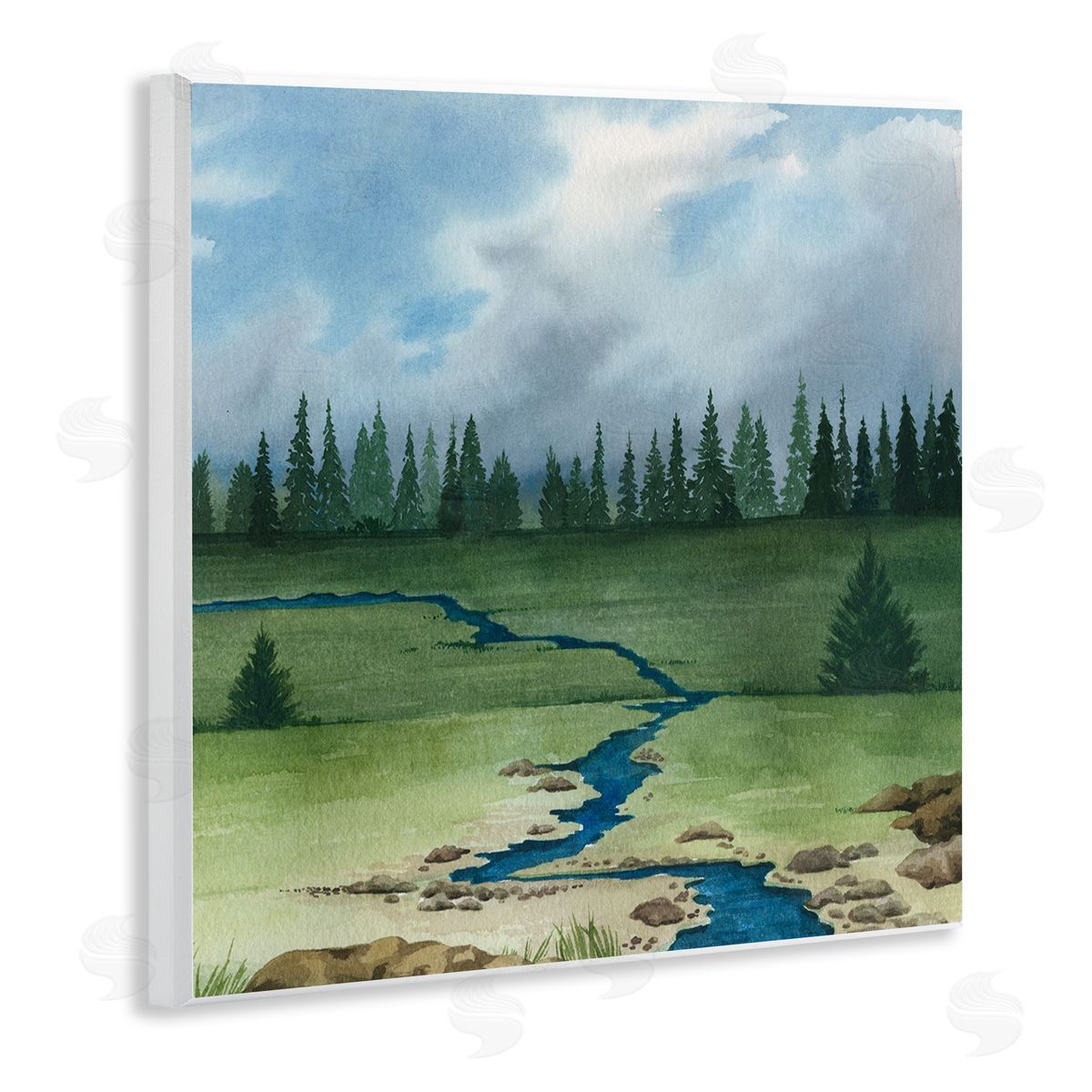Grace Popp Rural Stream Flowing Countryside Wooden Wall Plaque Art Print